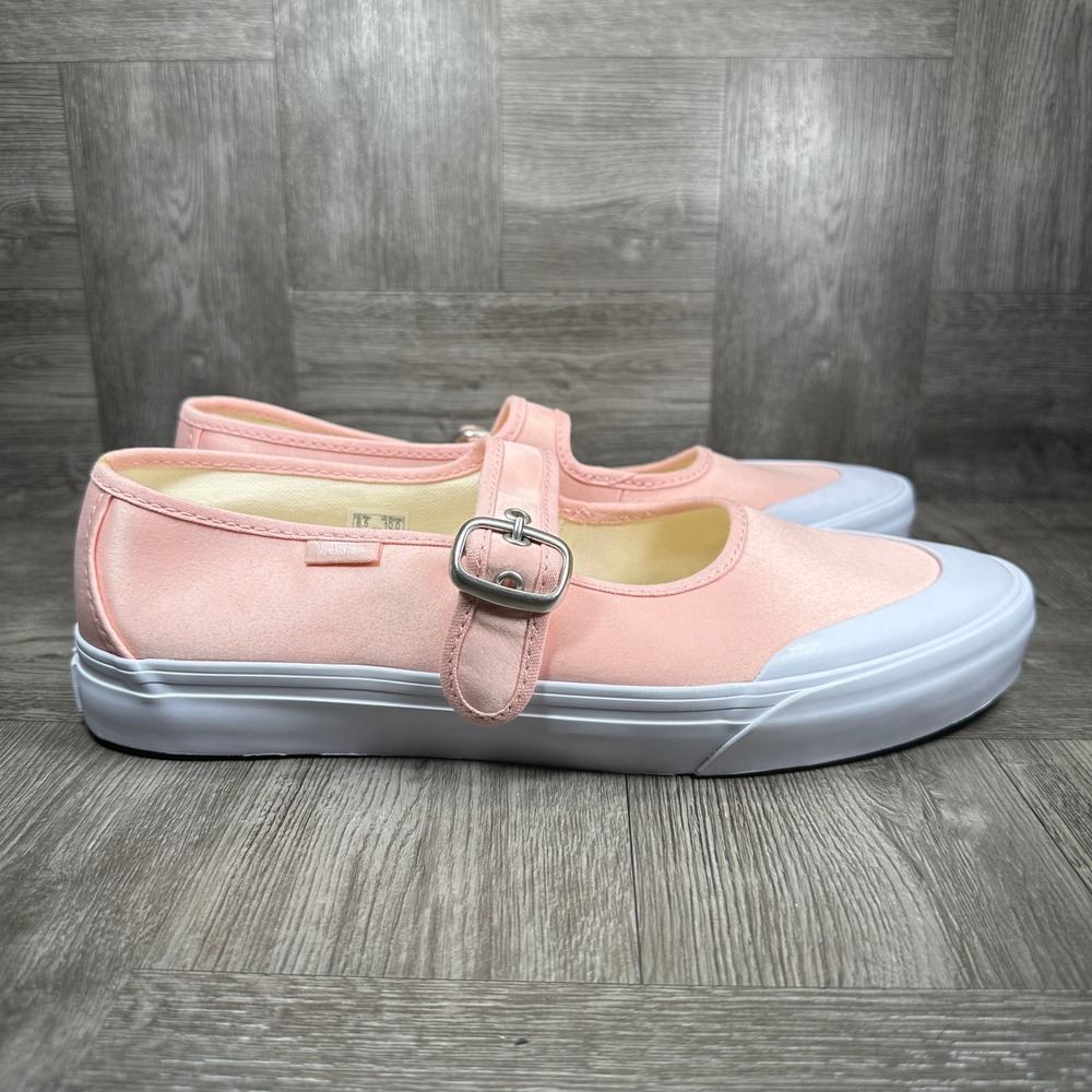 Vans Mary Jane Shoes Womens 10 Pink Satin Buckle Strap Pastel Sneakers NEW
